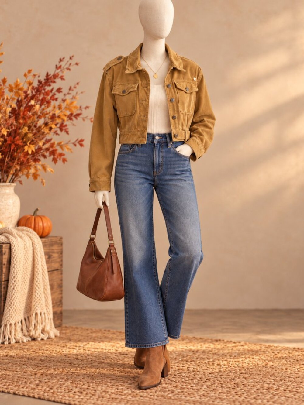 Free People Evelyn Cropped Jacket XS Camel Brown Western Corduroy Utility Boho